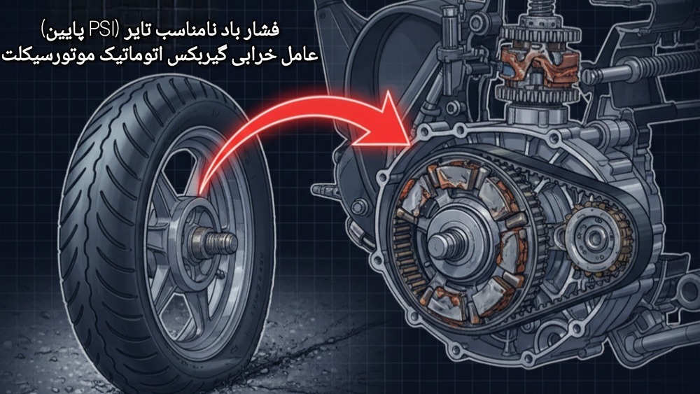 تاثیر فشار باد برموتور سیکلت اسکوتری