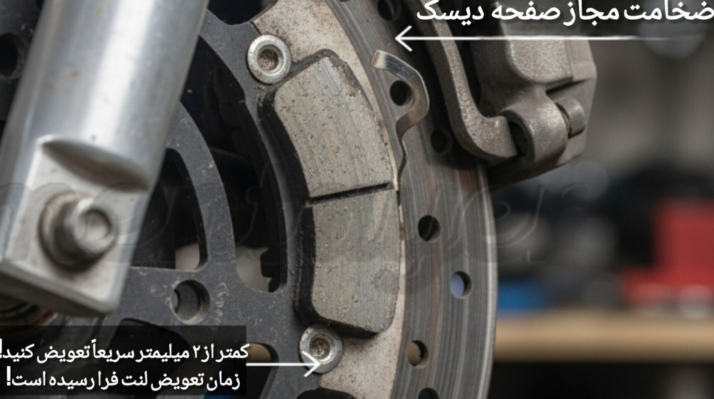 بررسی ضخامت بهترین لنت ترمز موتور و تشخیص زمان تعویض